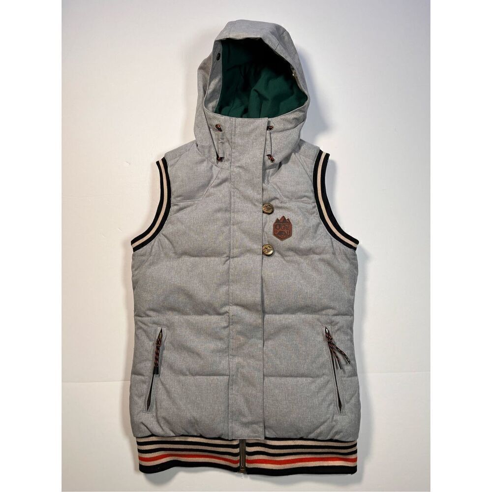 Picture Organic France Hooded Outdoor Quilted Vest Size US Extra Small EU Small